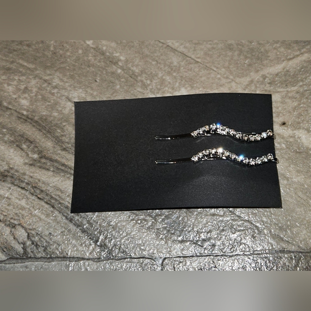 Elegant Silver Crystal Hair Clips BNIB